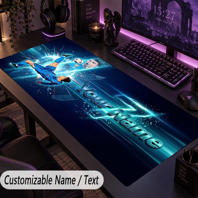 Großes Mauspadd Cristiano Ronaldo Benutzerdefinierter Name Text Personalisierte Schreibtischunterlage Rutschfestes Gaming-Pad