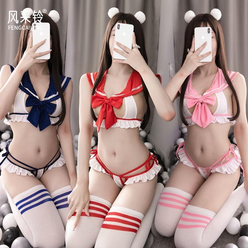 Lace-up Plus Size Sex Underwear Uniform Temptation Tease Three-Point Passion Suit Bundle Panties Cute