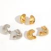 Boucles d'oreilles géométriques en acier inoxydable pour femmes avec texture d'aile