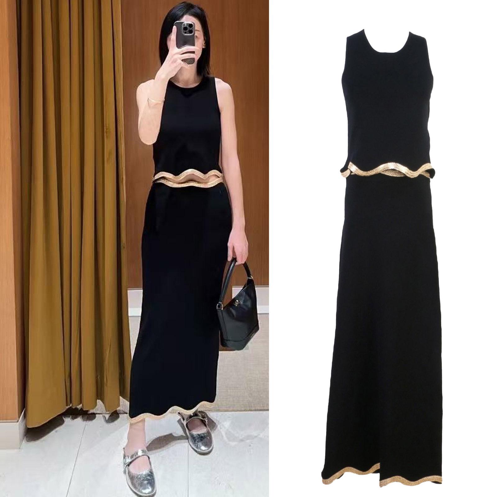 

Elegant Women s Diamond-Studded Lace Knit Skirt Suit for Spring/Summer S