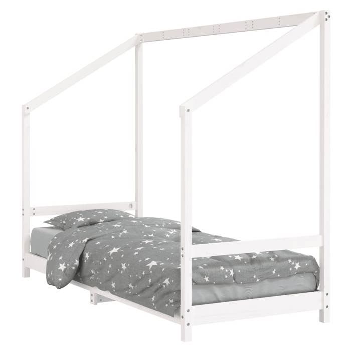 VidaXL Cadre de Lit pour Enfants, Lit Simple avec Sommier à Lattes, Meuble de Chambre à Coucher, Moderne, Blanc 80x200 cm 835701
