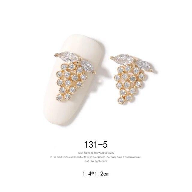 2pieces 3D Metal Zircon Nail Art Jewelry Japanese Nail Decorations Top Quality Zircon Crystal Manicure Zircon Diamond Charms