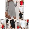 Ultra-soft Women Warm Knitted Long Sleeve Dress Perfect For Autumn And Winter