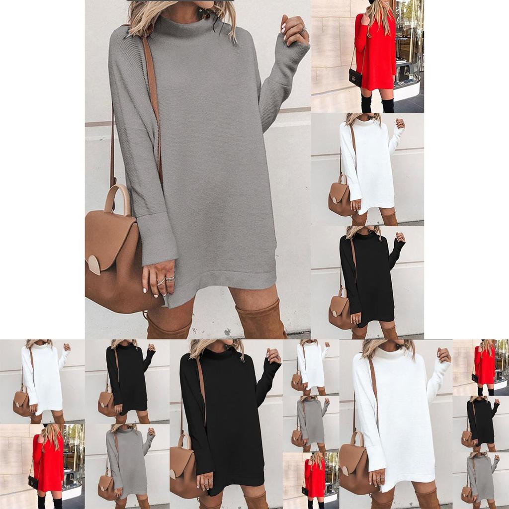 Ultra-soft Women Warm Knitted Long Sleeve Dress Perfect For Autumn And Winter