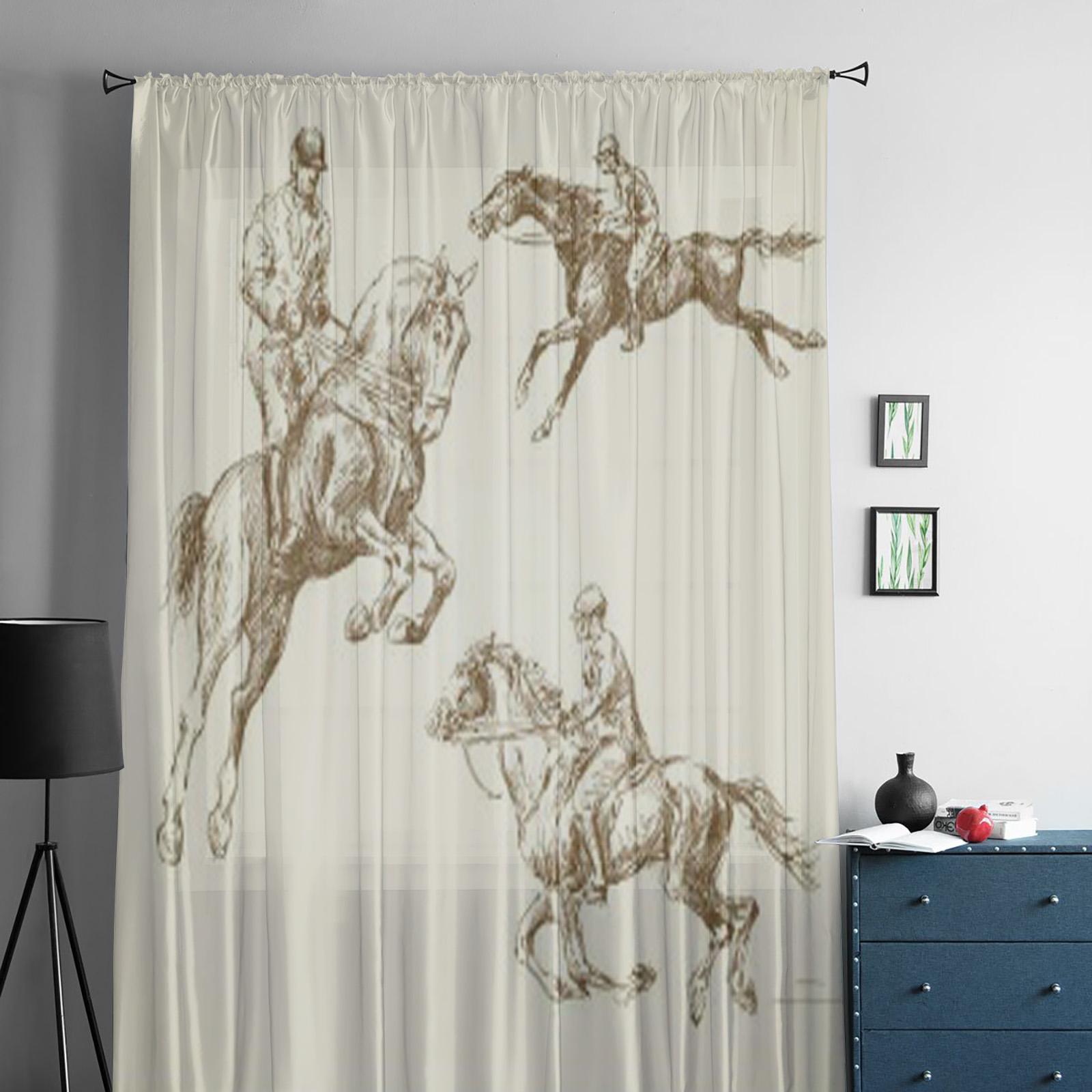 Лошади Тюлевые Шторы Для Гостиной Прозрачная Штора Спальня Вуаль Органза Декоративные — фото 3