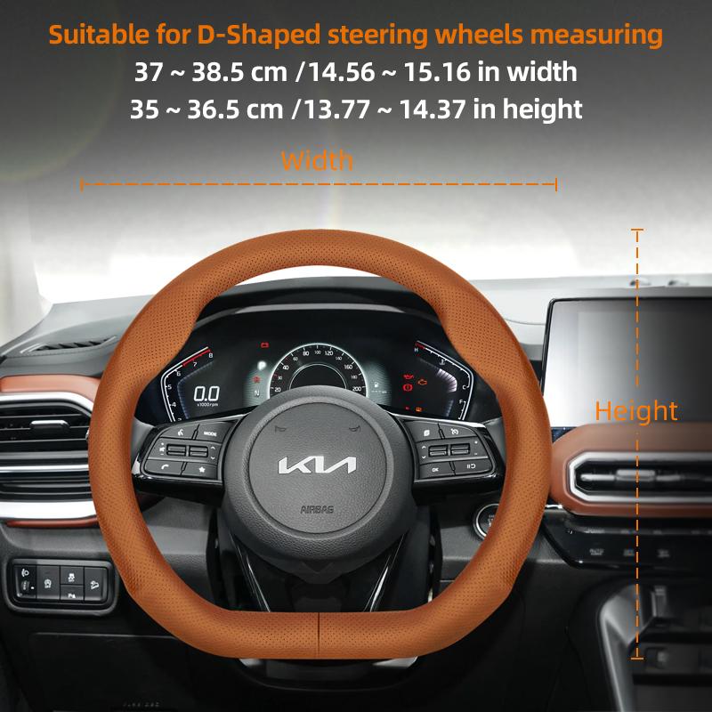 Suitable for Kia Ultra-Thin Breathable Leather Steering Wheel Cover Suitable for Ceed Jd Picanto Sportage 3 2019 Ev3 Rio 4 Cerato 2 Stonic Niro Xceed