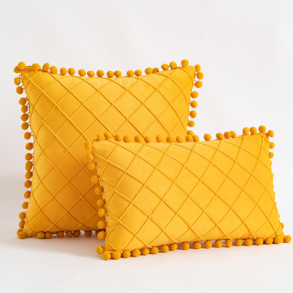 Cute Pom-poms Throw Pillow Covers 30x50cm 45x45cm Luxury Textured Square Cushion Case for Sofa Bedroom Pillowcase Christmas Gift