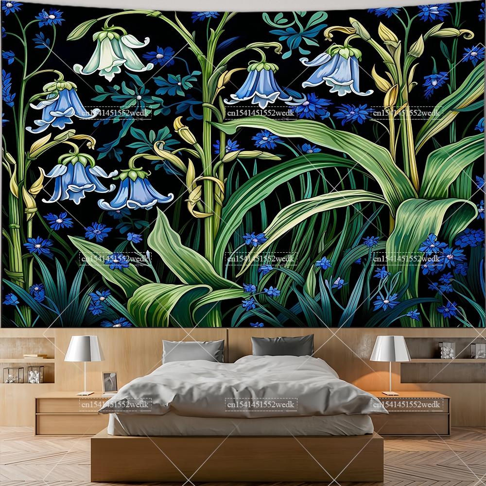 Wildflowers Tapestry Wall Hanging Garden Floral Botanical Tapestries Room Deocr Red Poppies Scenery Photography Background Cloth