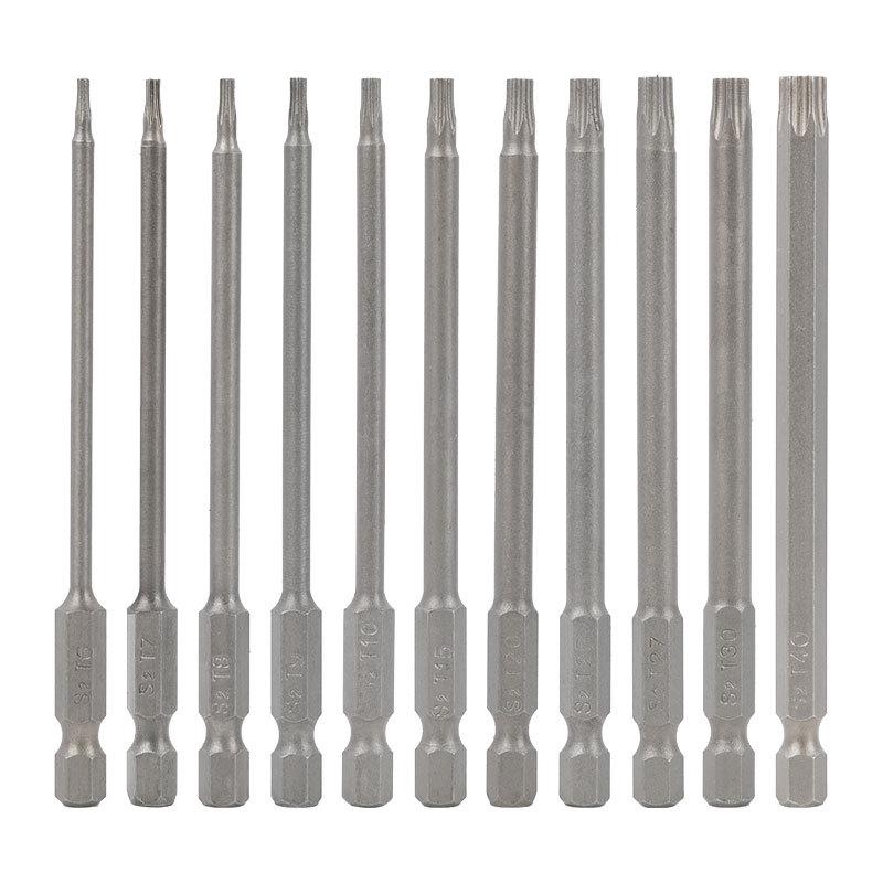 Magnetic Torx Hollow Screwdriver Bit Set for Electric/Pneumatic Screwdrivers, 1/4" Hex Shank.
