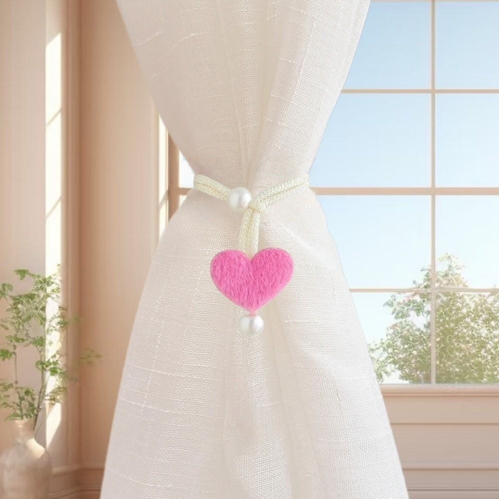 2PCS Drapery Cords Heart-shaped Curtain Tiebacks with Beads Curtain Tie Romantic Window Curtain Holders Mosquito Nets