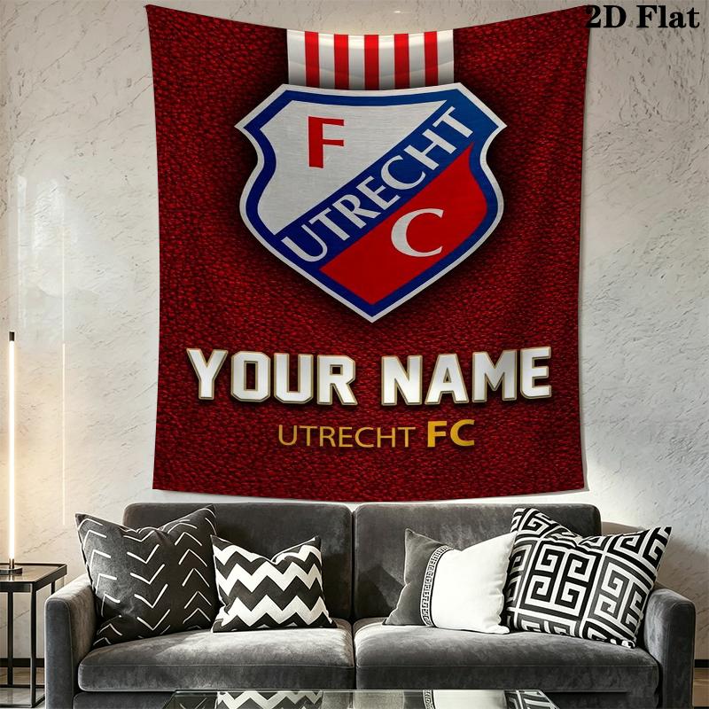 Custom Name FC Utrecht Wall Tapestry Aesthetic Wall Hanging Printed Fabric Blanket Decorative Tapestries for Bedroom Living Room Home Decor