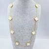 15MM Titanium Steel Four Leaf Flower 10 Flower Sweater Chain 60CM Double Lucky Four Leaf Clover Necklace
