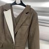 Women's Spring 2026 Slim Fit Brown Color-Block Suit Jacket - Professional & Stylish