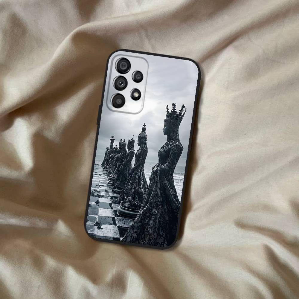 Chess Phone Case For Samsung Galaxy A20,A21s,A22,A31,A32,A52,A53,A72,73,A80 Soft Black Cover