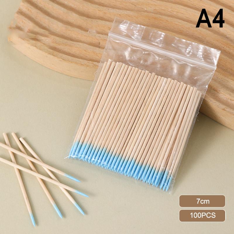 100Pcs Micro Wood Cotton Swab Eyelash Extension Tools Tatoo Microblading Cleaning Wooden Sticks Cosmetic Cotton Brush Buds Tip
