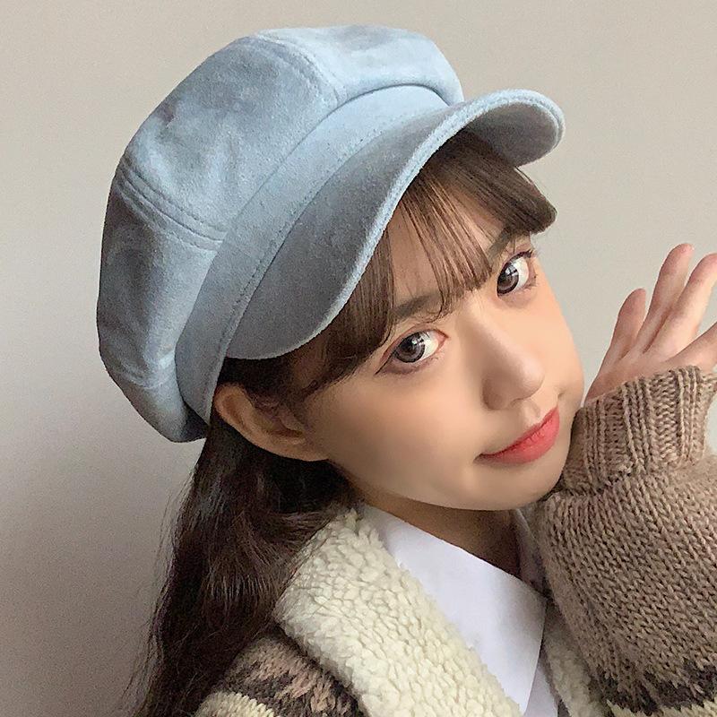 Lue Kvinne Vinter Allsidig Andetunge Åttekantet Lue Beret Kvinne Japansk Retro Varm Painter Hat