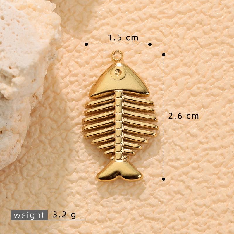 Goldener Fischgräten-Anhänger aus Edelstahl: Süßer Anhänger für DIY-Armbänder, Halsketten, Ohrringe