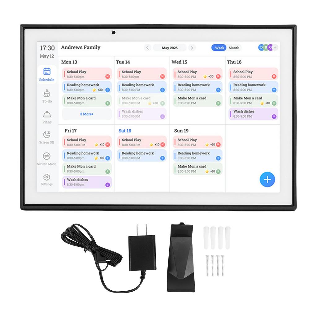 10.1 Inch Digital Calendar IPS HD Touch Screen Smart Family Planner with Chore Chart Meal Planner Star Points Photo Frame