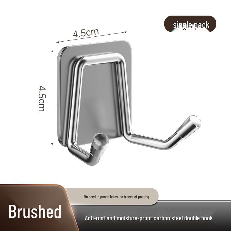 Adhesive No-Drill Stainless Steel Towel & Clothes Hook for Bathroom or Kitchen