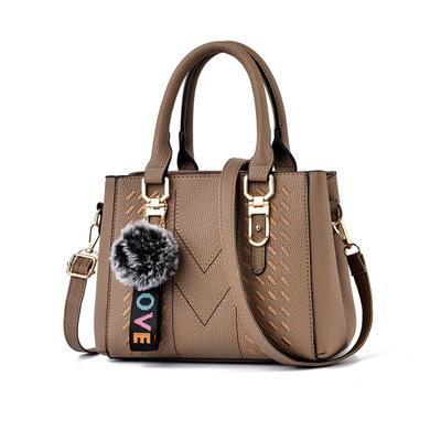 NICOLE & DORIS Women's Handbag, Shoulder Bag with Pom-Pom Detail, Waterproof PU Leather, Self-Standing, 2-Way Design, Popular and Stylish, Anti-Theft