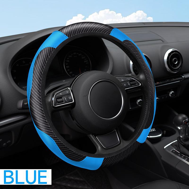 XF6002 Xiyin Carbon Fiber Leather Steering Wheel Cover - Embossed Design