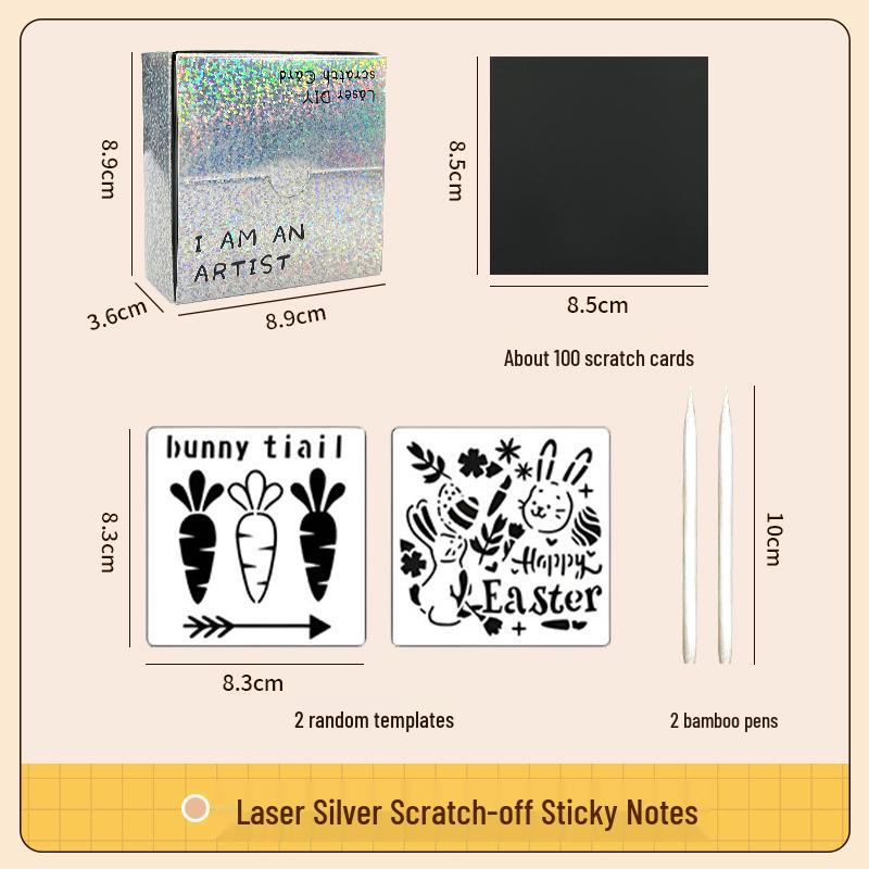 Children s DIY Laser Scratch Art Doodle Sticky Notes & Bookmarks Set 8.9*3.6cm