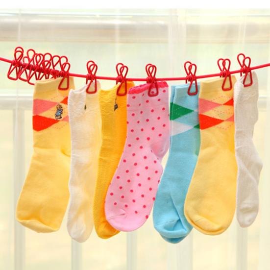 Portable Elastic Windproof Drying Clothes Hanger Clothes Line with 12 Clips