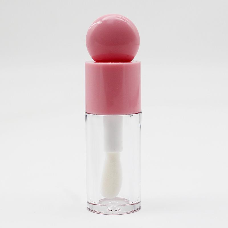 Tube de gloss à lèvres en forme de cœur, 4 ml - Flacon à rouge à lèvres sphérique transparent pour transvaser le baume à lèvres