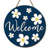 Floral Pattern Wood Sign Wooden Daisy Welcome for Front Door, Rustic Farmhouse Hanging Wall Decor Indoor Outdoor with Hemp Rope, Plaque Home Entrance