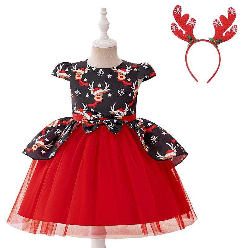 Girls Dress Santa Claus Snowflake Skirt Children's Skirt Cartoon Princess Dress Christmas Costumes