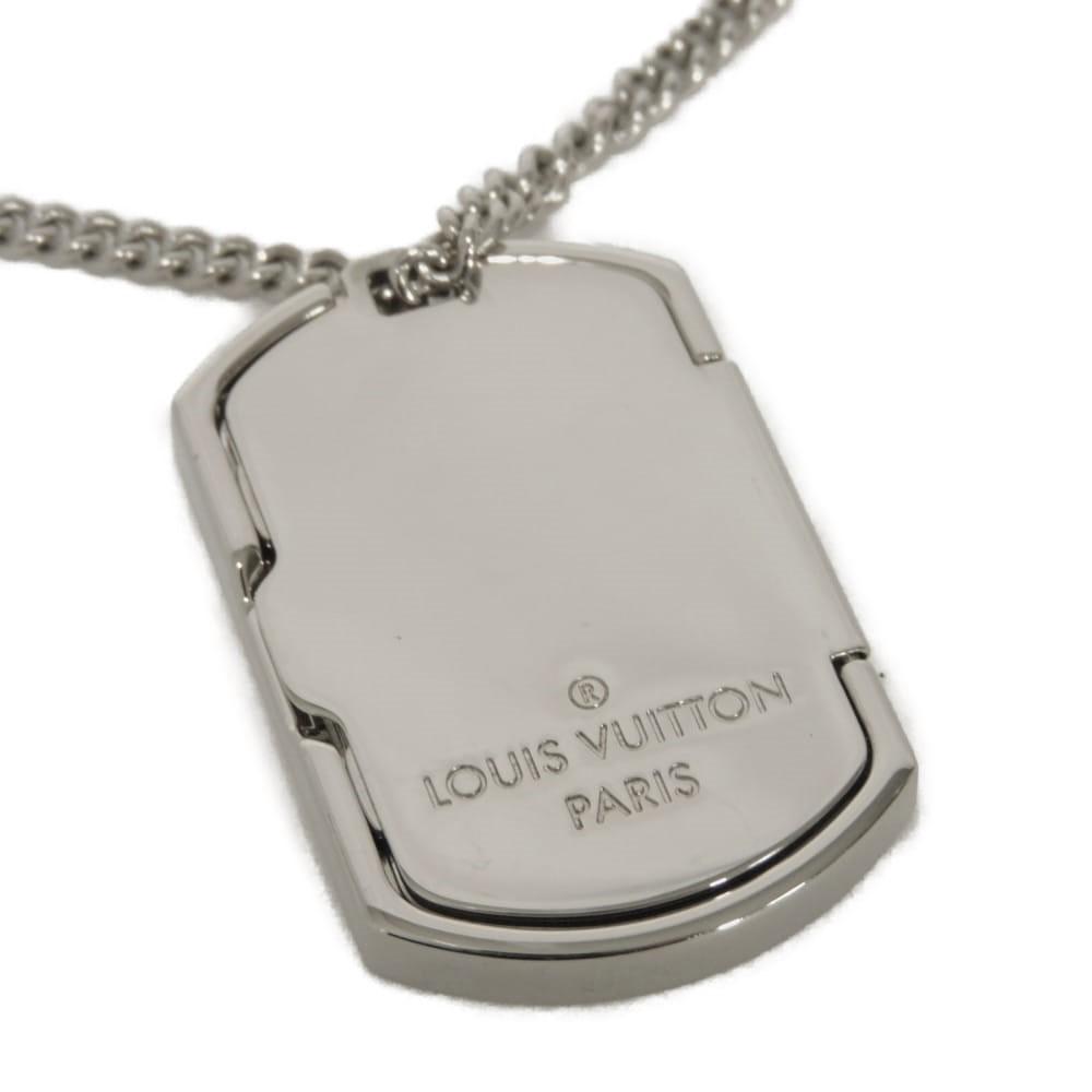 Used LV Logo Locket Pendant, Black Gray, Monogram Eclipse, 12564 Collier Plaque, M63640, 7984 Noir, Men's from Japan