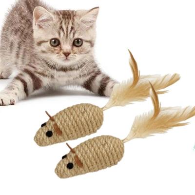 Nouveau Jouet Souris Chat Mignon Griffoir Sisal Naturel Jouet Souris à Mâcher pour Chat Jouet Durable à Plumes de Poulet Divertissement Chat