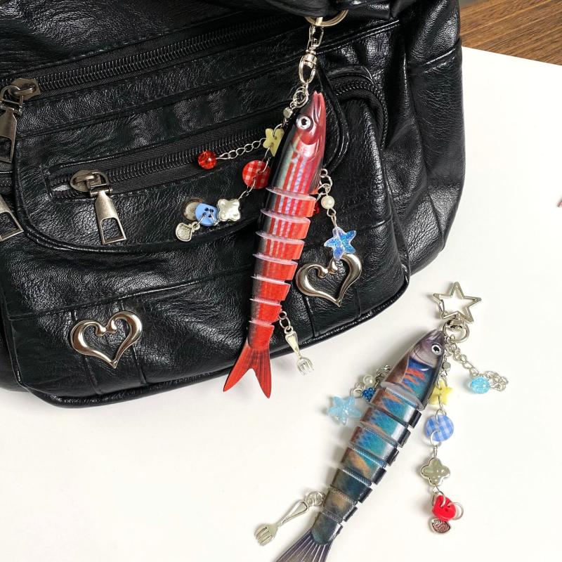 Exquisite Handmade Fish Keychain For Fishing Enthusiasts Souvenir Gifts Bag Pendant Decoration Jewelry Accessories