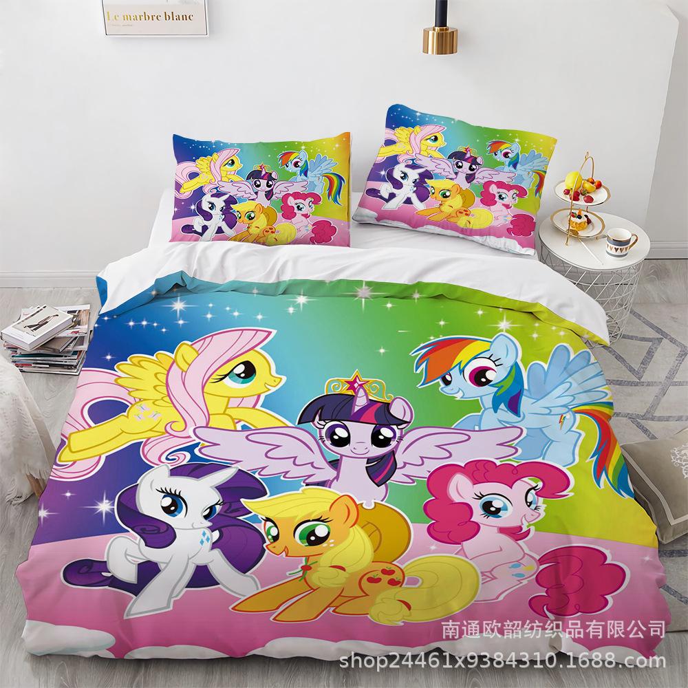 Sady povlečení My Little Pony Přikrývka Prošívaná přikrývka Přehoz na postel Povlak na peřinu Povlak na polštář Sady 2-3 kusů Dětské Velikosti pro dospělé Domácí dekorace