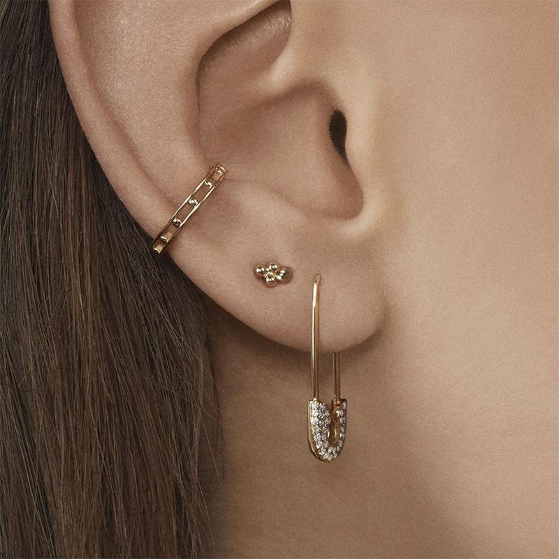 Ohrstecker Strass Gothic Ohrringe Zubehör Einfache Ohr Manschette Punk Hip-Hop 4 teile/satz Sicherheitsnadel Gold Schmuck Kreative Büroklammer Weibliche Accessoires