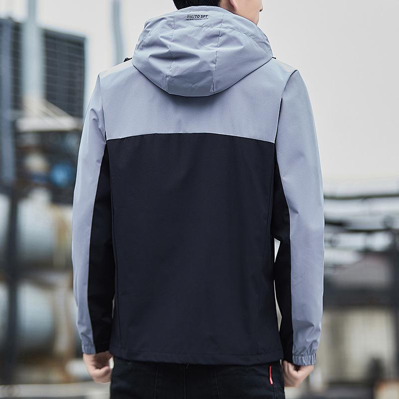 Contrasting Color Jacket Men's Hooded Spring Outfit New Style Men's Korean Style Slim Youth Versatile Casual Outdoor Top Jacket