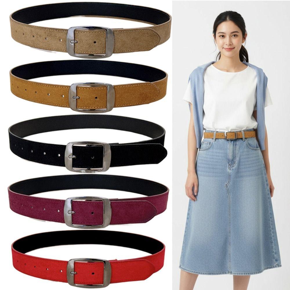 Kunstleder Wildleder Gürtel Dornschließe Breiter Bund Vintage Damen Taillengürtel Mantel Rock Dekoration