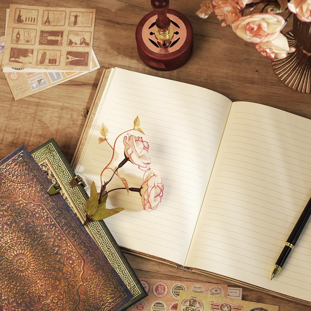 Retro Notebook 8 Style Themes classical notepads creative with copper lock design travel diaries  handbooks personalized gifts