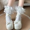 Cute Lolita Short Cotton Socks With Bow Embellishments For Teens