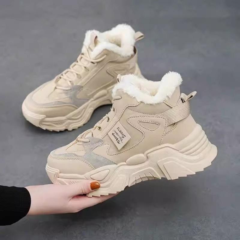 Baskets d'hiver pour femmes Nouveautés Plus Velours Chaud Chaussures de sport à plateforme Femmes Confort Bottes de neige Baskets épaisses pour femmes