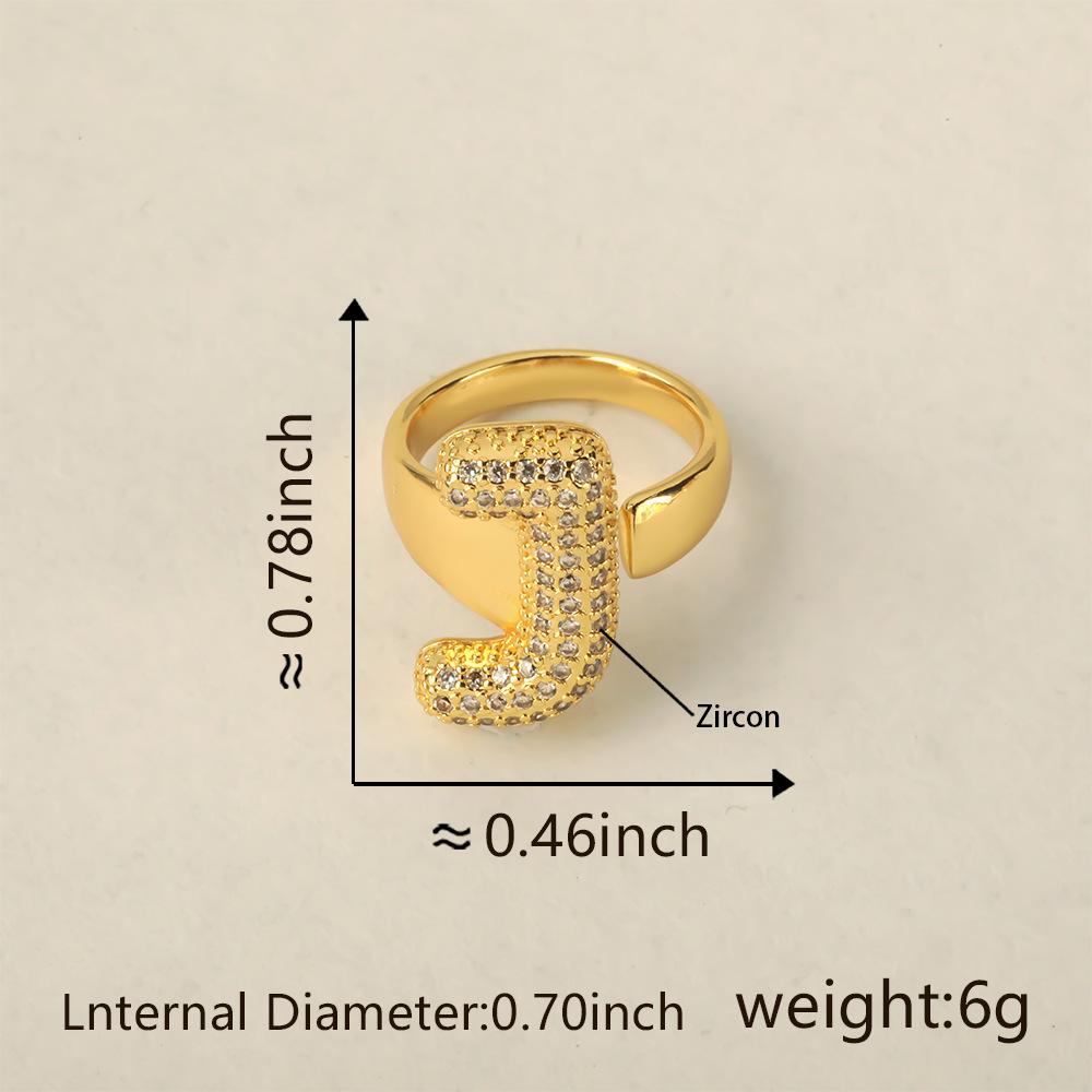 26 Letter Open-Ended Zircon Ring INS Minimalist Series Gift For Friends