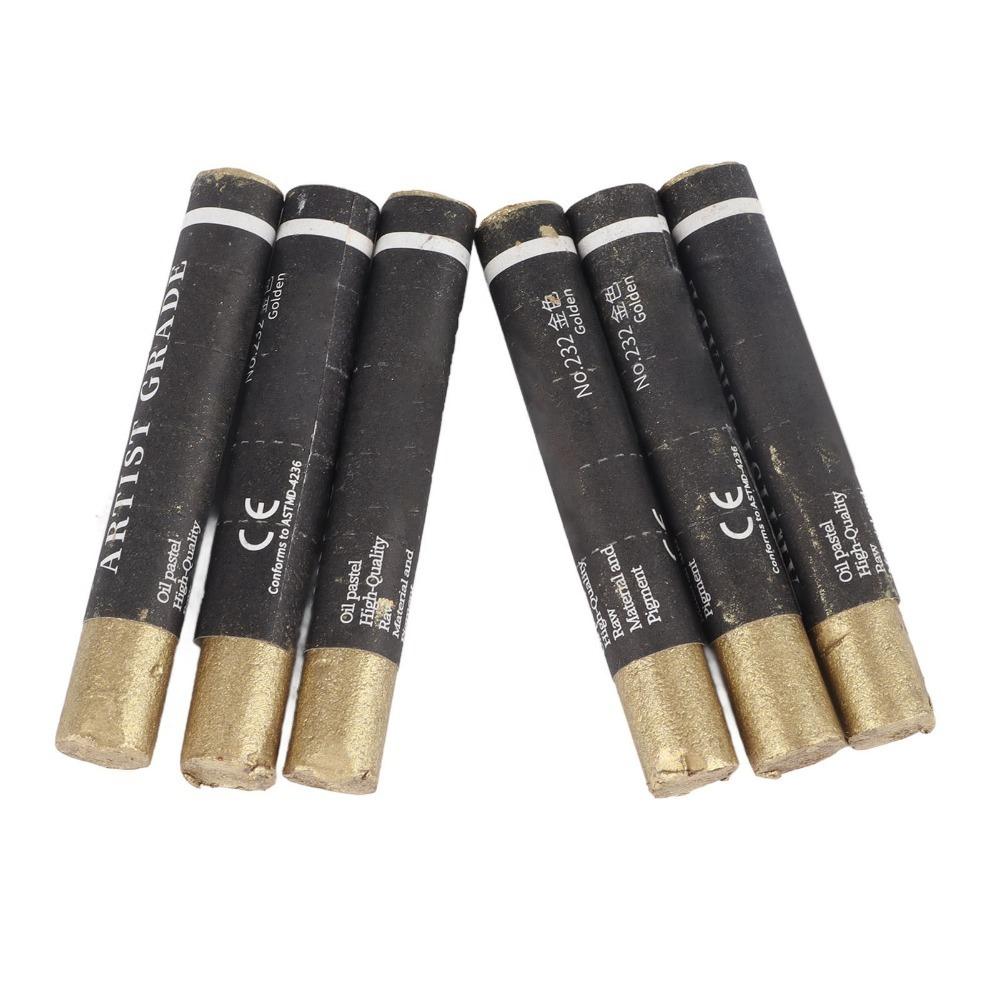 

6PCS 2.67×0.43 in Solid Tone Oil Pastel Soft Textured Soft Art Crayon Background Embellishment золотий