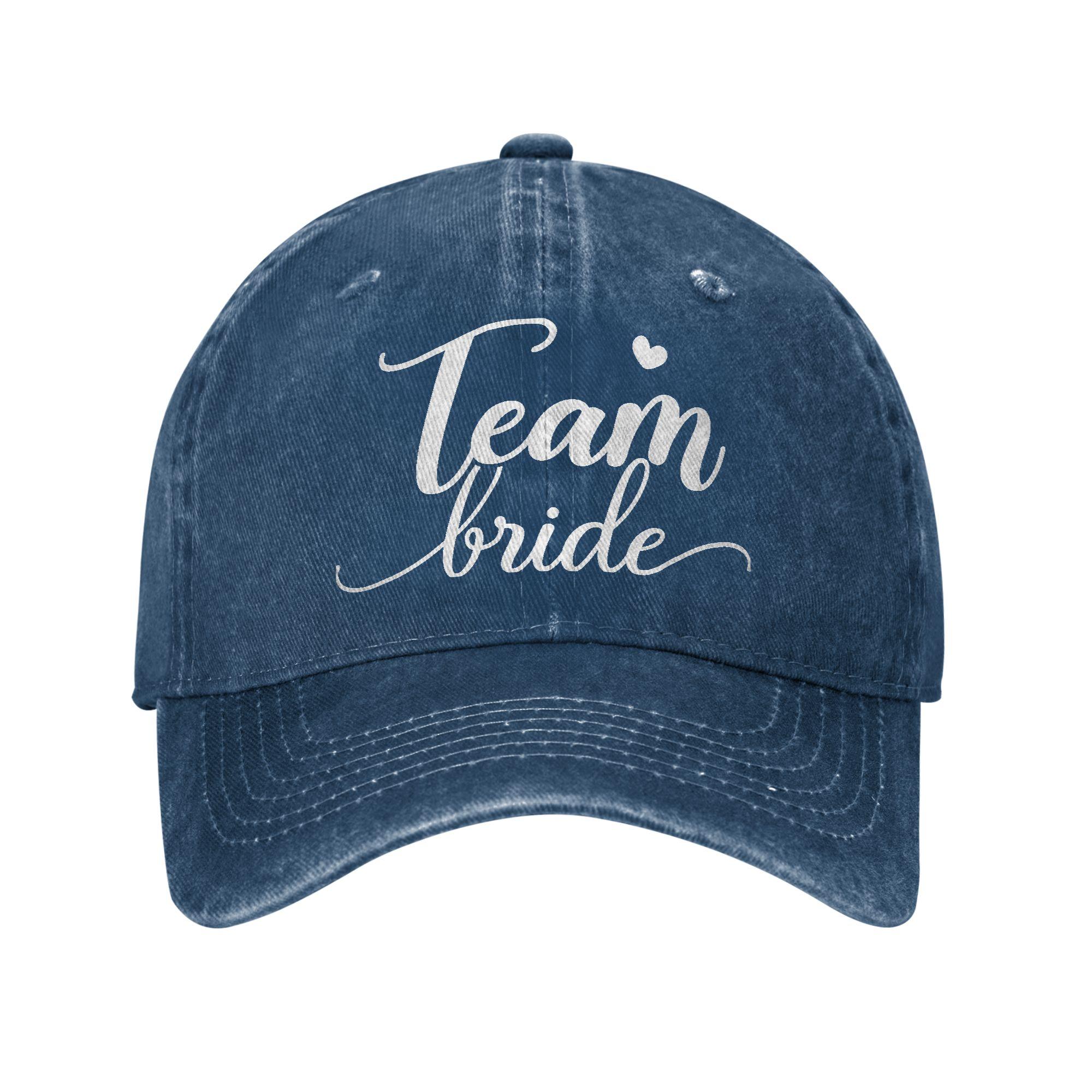 

Team Bride Hen Party Washed Baseball Cap Fashion Sun Trucker Hat Summer Unisex-Teens Hunting Camping Snapback Cap One Size темно-синього кольору