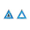 Simple and Stylish Platinum Blue and White Hollow Triangle Women's Versatile Stud Earrings