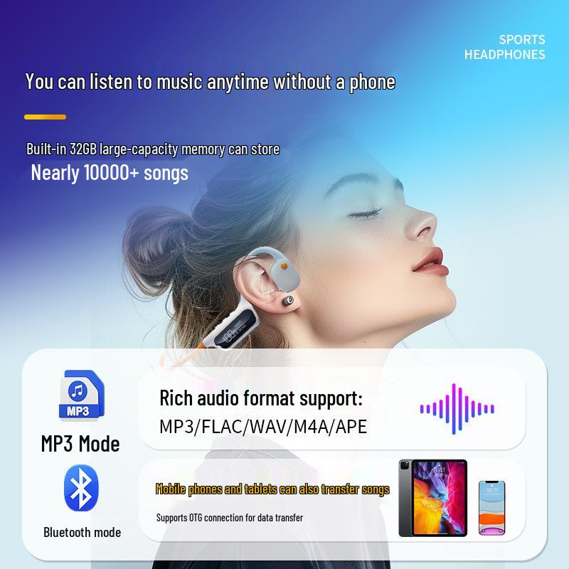 X10 Bone Conduction Bluetooth Over-Ear Headphones: Large Battery, Pro Sports & Swimming