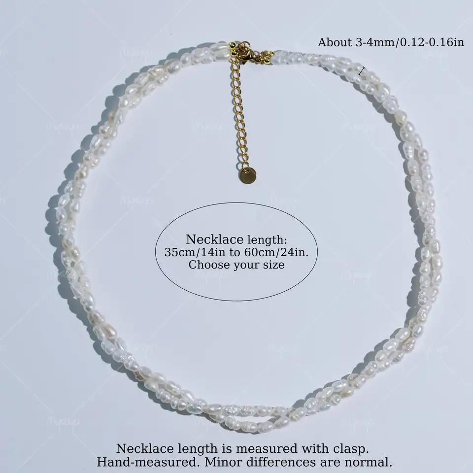 MYSOYA Double Layer White Baroque Freshwater Pearl Necklace 35 cm (14 in)