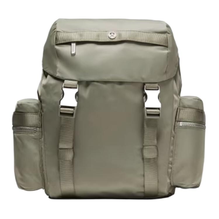 Lululemon Wunderlust 14L Versatile Lightweight Flap Nylon Mini Backpack Unisex backpacks Laurel-Green Silver LU9COIS-BALF-SLVR Laurel Green & Silver