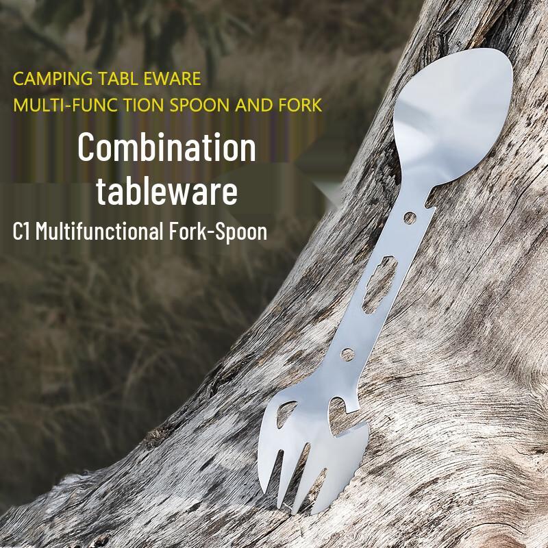 Outdoor Stainless Steel Multi-tool Spork with Bottle Opener 180mm*40mm*1.5mm