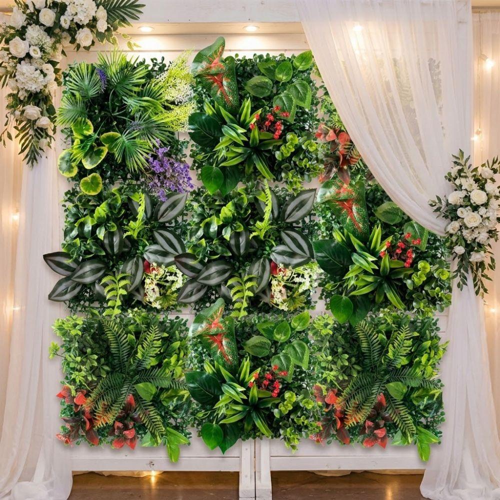 Lifelike Artificial Plant Wall Panel Plastic Simulation Lawn Panels Indoor Outdoor Use