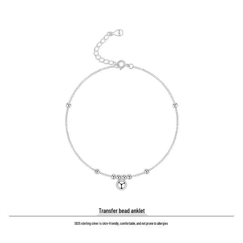 2025 Trendy Women's 925 Sterling Silver Bead Anklet: Summer Fashion Ankle Chain Jewelry